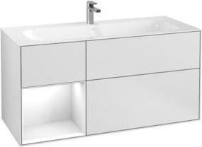 V&B Waschtischunterschrank Finion mit Wandbeleuchtung, Weiß lackiert, B: 119,6 cm, T: 49,8 cm - Bild 1