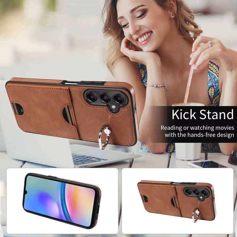 Leder-Handytasche für Samsung Galaxy A04 A04S A05 A05S A12 A22 A32 A52S A72 4G 5G mit Kartenfach und Brieftaschenfunktion in Braun - Bild 4