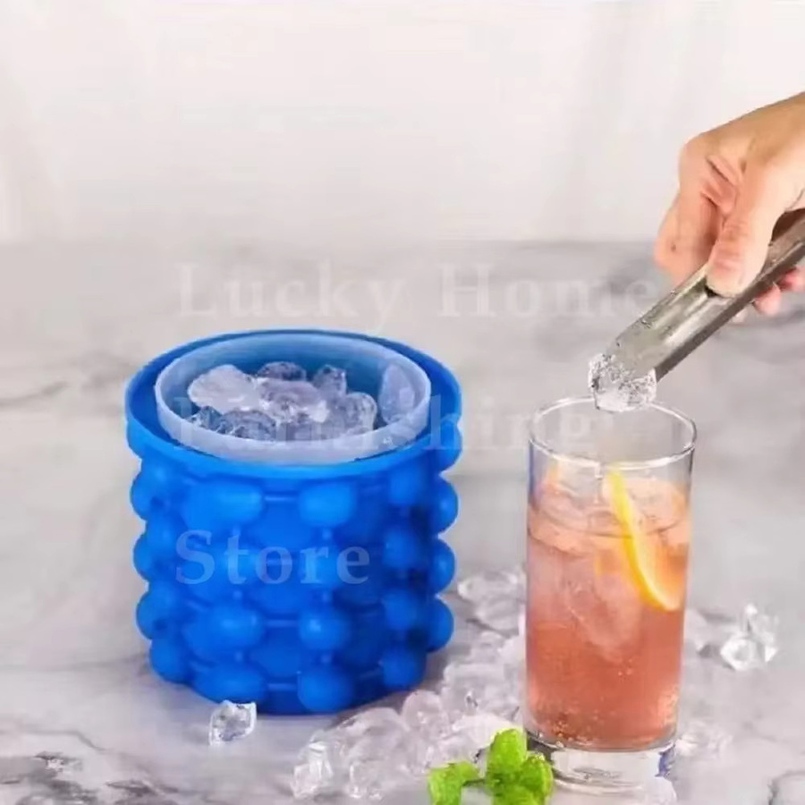 XMSJ 2-in-1 Silikon-Eisbehälter und Eiswürfelform in Blau für Whiskey und Bier - Bild 2