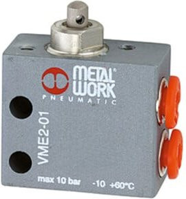 Riegler 3/2-Wege-Miniaturventil mechanisch mit Stößel, NC, M5 seitlich, grau - Bild 1