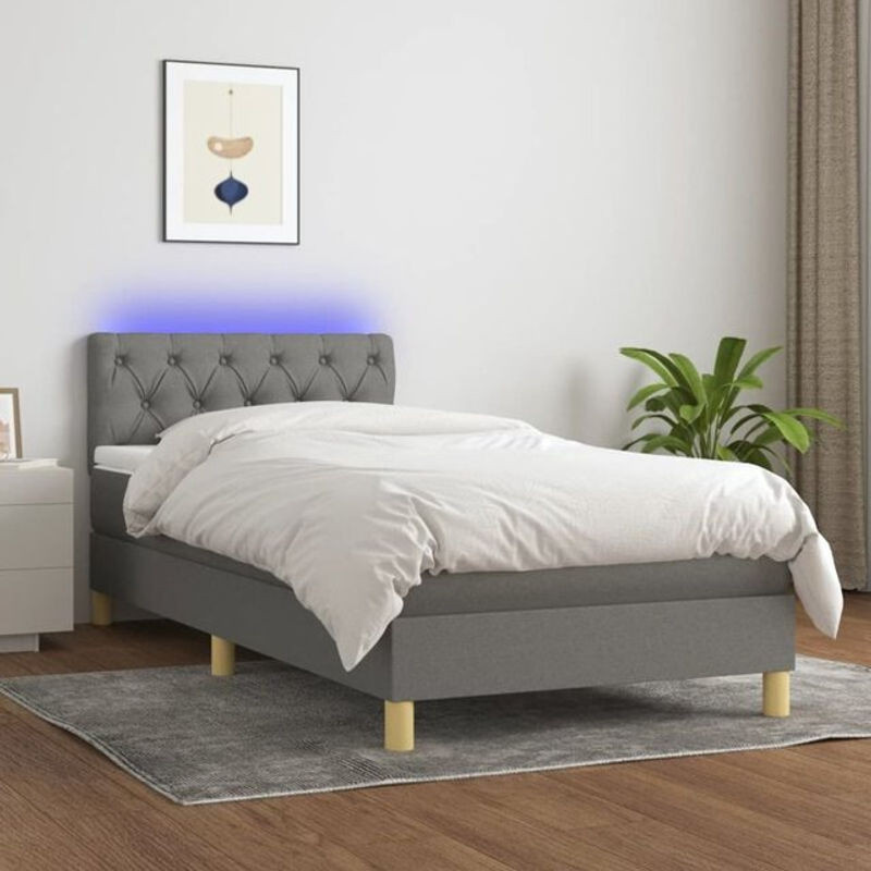 Vidaxl Boxspringbett mit Matratze in Grau und Anthrazit aus Stoff und Holzwerkstoff, B/T/H: 200 x 80 x 78 cm - Bild 1