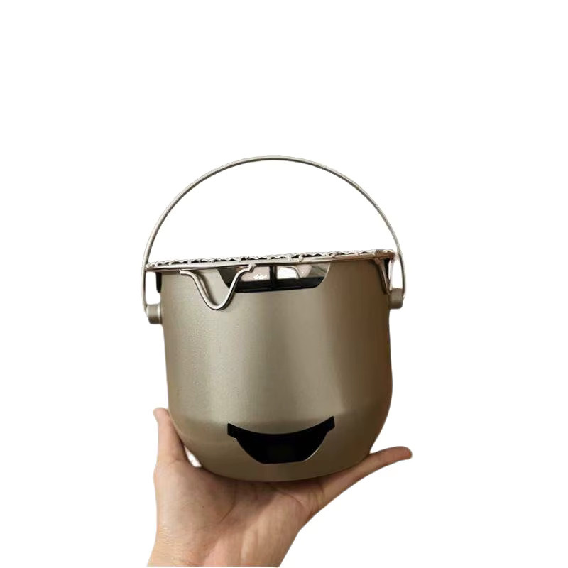 Tragbarer Mini Carbon Herd aus Edelstahl für Outdoor und Haushalt in Silber oder Lila - Bild 2