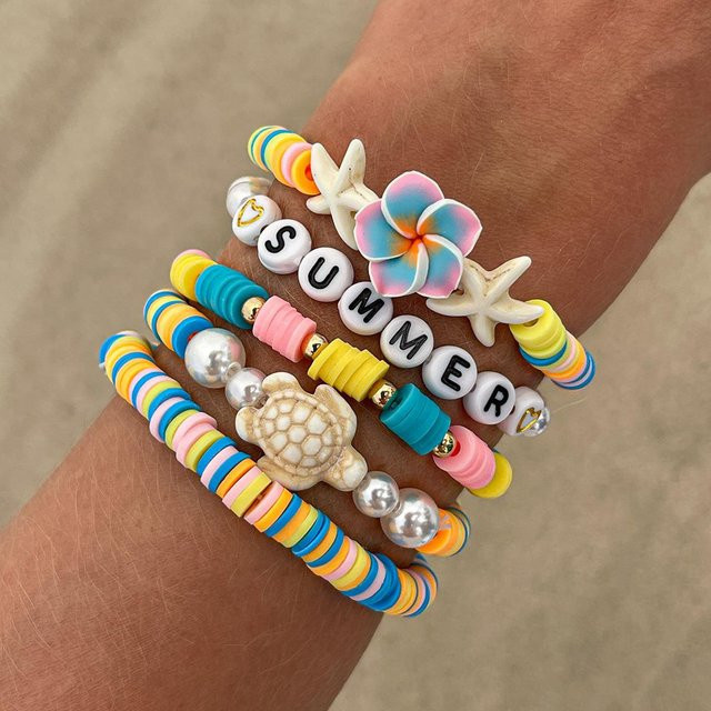 YULIN Armbänder 5er Set, Blume Seestern Muschel, Bunt, Damen - Bild 1