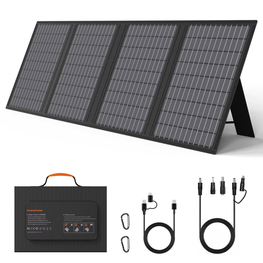 MHPOWOS Solar-Ladegerät faltbares Solarpanel mit USB-C und DC-Ausgang, 45 W/60 W, Schwarz - Bild 6