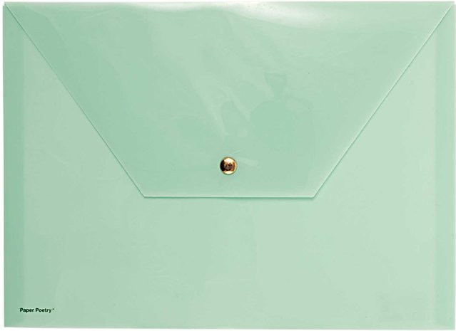 Rico Design Paper Poetry Dokumententasche in Mint mit Druckknopfverschluss für A4, transparent - Bild 1