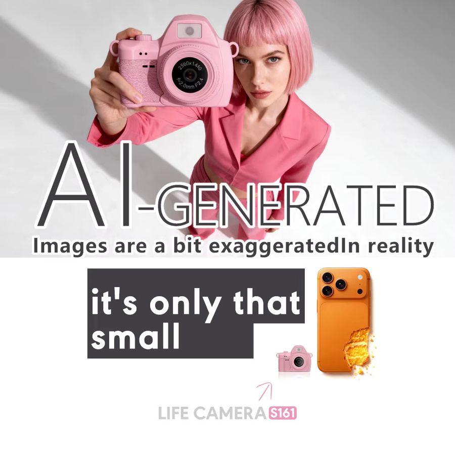 POVCAN Mini-Kamera S161 mit 1440p 2K HD-Videoaufnahme, tragbarer Taschen-DV-Videorekorder für Kinder mit Lampe in Gelb oder Pink - Bild 2