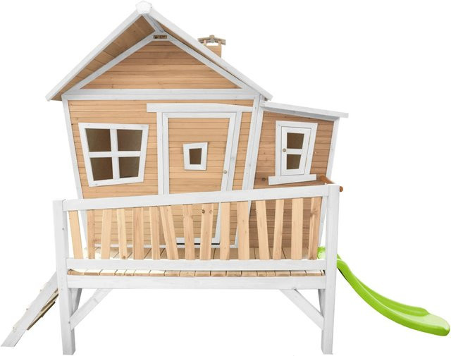 AXI Spielhaus Emma aus Holz in Braun und Weiß mit lindgrüner Rutsche, B/T/H: 349 x 193 x 227 cm - Bild 1