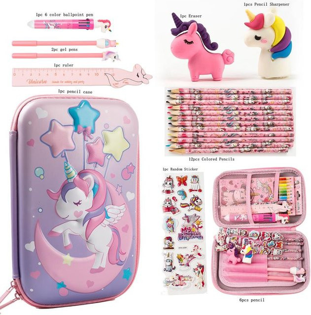 Binchi Cultural Supplies 3D-EVA-Federmäppchen mit Einhorn-Motiv in Pink für Kinder - Bild 1
