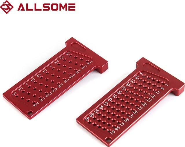Allsome Präzisions-Winkelmaß aus Aluminiumlegierung in Rot für die Holzbearbeitung und Lochpositionierung mit 65 mm T-Linie - Bild 1