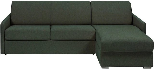 Vente-unique Schlafsofa Calife in Tannengrün, modernes L-Shape Sofa mit Stoffbezug, Breite: 241 cm - Bild 1