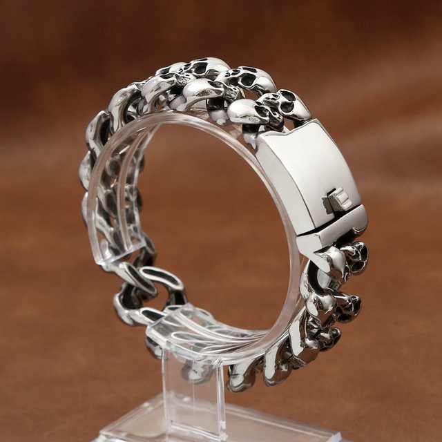 NORTHMAN Armband, Edelstahl, Schädel Kopf, Herren, Silber - Bild 1