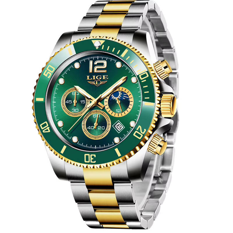 LIGE Chronograph, Quarz, Edelstahl, Blau, Herren - Bild 7