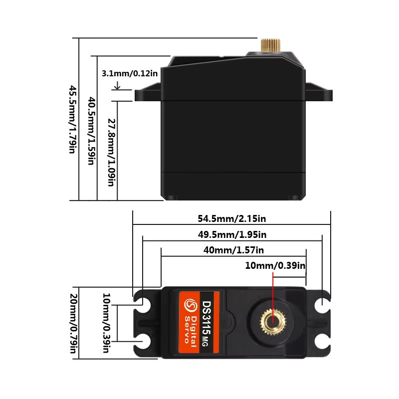 Stemedu Digitaler Standard RC Servomotor, Metallgetriebe, 4-teiliges Set - Bild 3