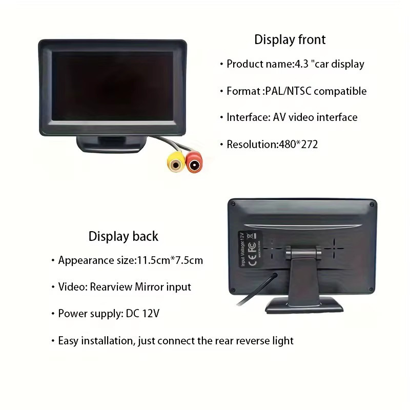 QueenDer Rückfahrkamera mit 10,92 cm Display und visuellem Rückfahrassistenzsystem in Schwarz - Bild 3