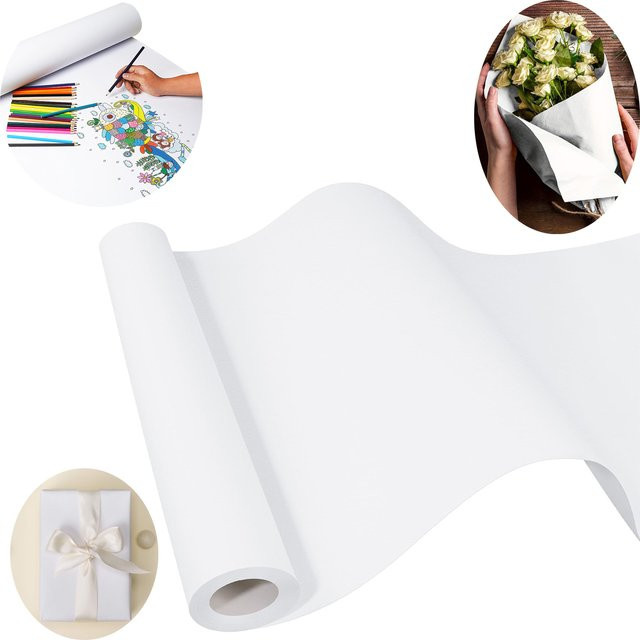 Weißes Kraftpapier als Bastelpapier und Geschenkpapierrolle für DIY-Projekte und Künstlerbedarf - Bild 1