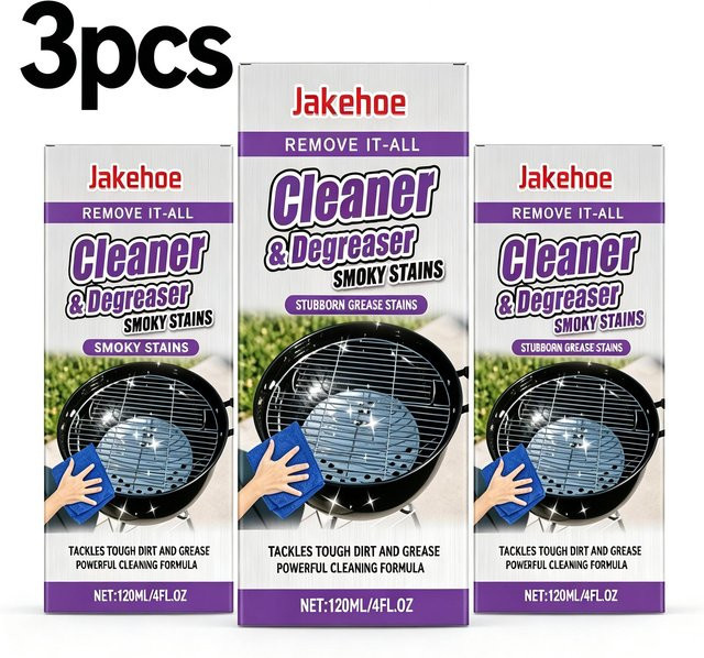 Jakehoe Öko BBQ Grillreiniger Ungiftiger Hochleistungs-Entfetter zur Entfernung von Fett und Kohlenstoffablagerungen 120 ml x 3 - Bild 1