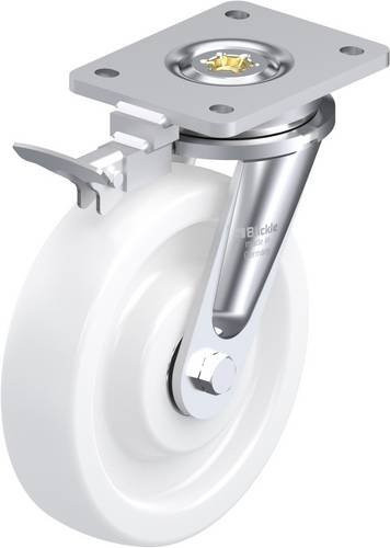 Blickle Lenkrolle LO-SPO 200K-RI4 mit Feststeller, Rad-Durchmesser: 20 cm, Tragfähigkeit: 1250 kg, weiß, verzinkter Stahl und Kunststoff - Bild 1