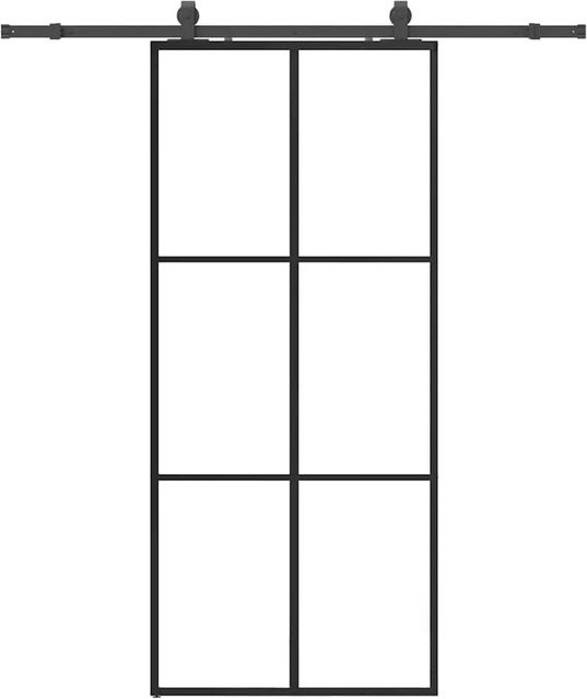 vidaXL Schiebetür aus ESG-Glas in Schwarz mit Beschlag, B: 90 cm, H: 205 cm - Bild 1