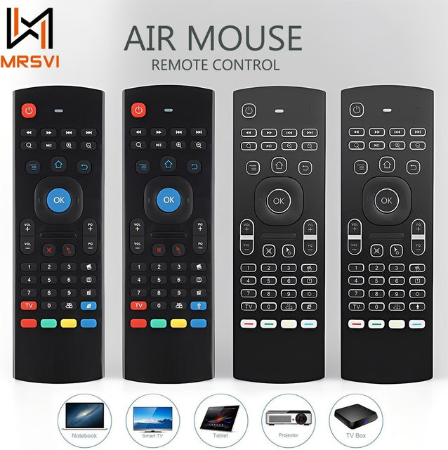 MRSVI MX3 Air Mouse Drahtlose Mini Tastatur mit 2,4 GHz, Sprachsteuerung und Hintergrundbeleuchtung, IR-Lernen, Schwarz, für PC, Android und Smart TV - Bild 1