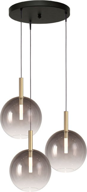 Masterlight Lido LED-Pendelleuchte 3-flammig rund in Gold und Rauchglas dimmbar - Bild 1