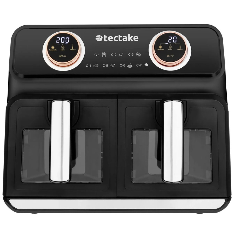 Tectake Heißluftfritteuse Samurai 2 mit Dual Zone, 2400 W, Schwarz, B/T/H: 37,5 x 39 x 31,5 cm - Bild 2