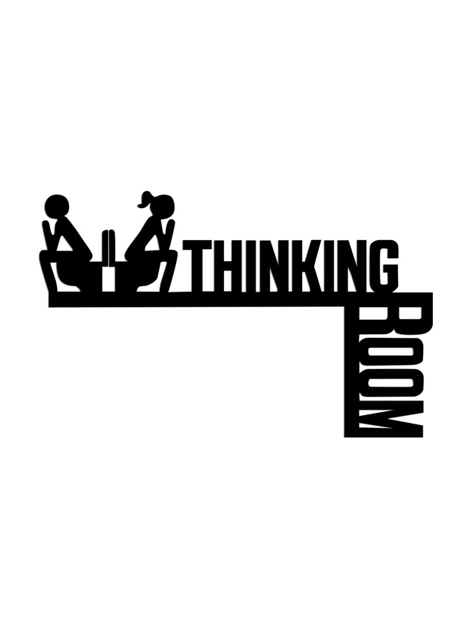 Think Room Metall-Toilettentürschild zur Wandmontage in Schwarz - Bild 3