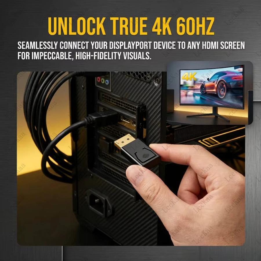 LccKaa DisplayPort zu HDMI Adapter Konverter für 4K UHD @ 60Hz in Schwarz - Bild 4