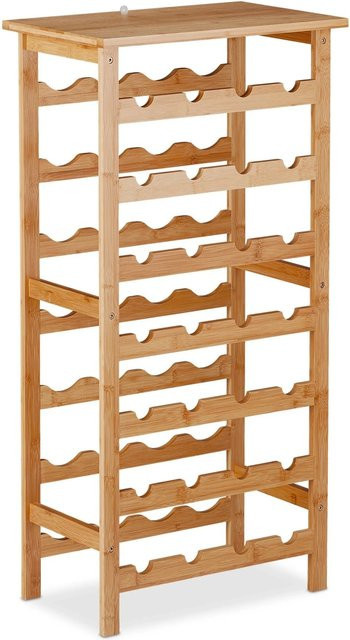 Relaxdays Weinregal aus Bambus in Natur, freistehend für 28 Flaschen, B/T/H: 94 x 47 x 29 cm - Bild 1
