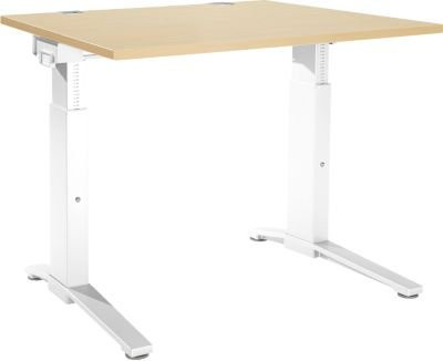 Schäfer Shop Genius Schreibtisch ERGOSTYLE S, manuell höhenverstellbar, Rechteck, C-Fuß, B/T/H: 120 x 80 x 67,5-89,5 cm, Ahorn/Weiß - Bild 1