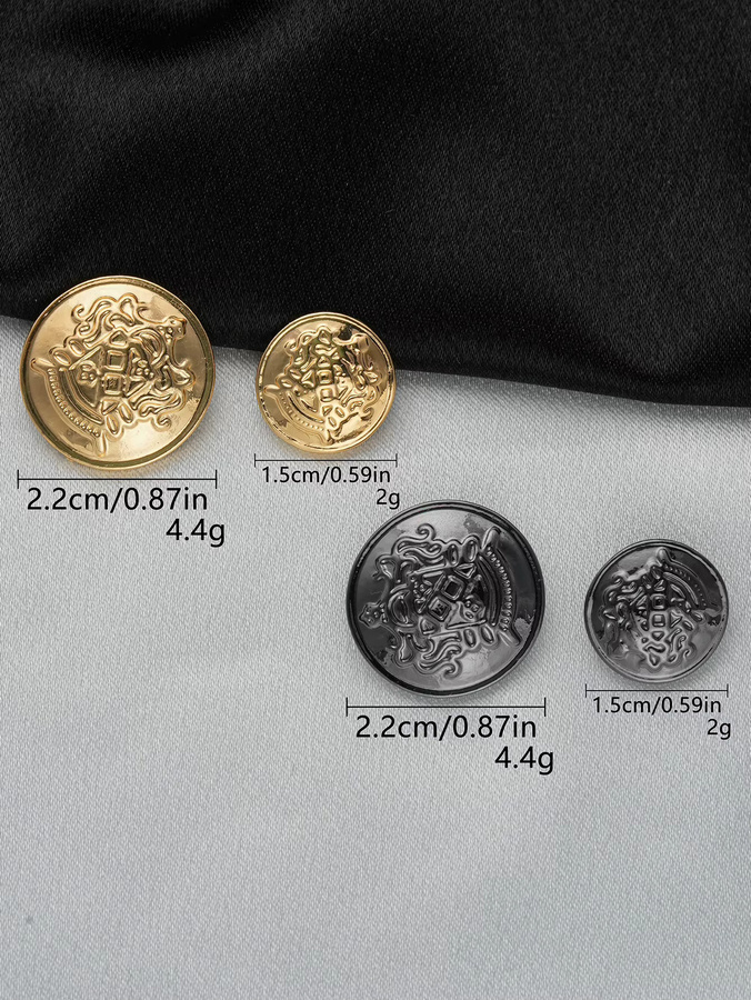10 Stück runde Metallknöpfe im britischen Stil in Gold für DIY-Bastelprojekte - Bild 3