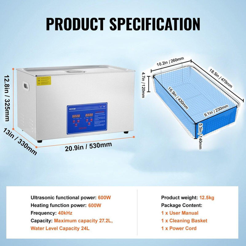 Buying Solutions MB Ultraschallreiniger aus Edelstahl mit digitalem Heiztimer für Schmuck, Silber, 30 l - Bild 4