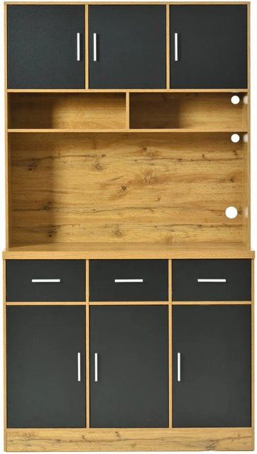okwish Buffet in Schwarz mit LED-Beleuchtung und App-Steuerung, modernes Sideboard mit verstellbaren Einlegeböden, B/T/H: 100 x 40 x 180 cm - Bild 1
