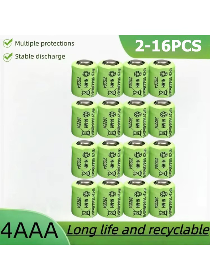 NDNNAS NiMH-Akku 1/4AAA 1,2 V 80 mAh in Grün für Solar-Nachtlichter und elektrisches Spielzeug - Bild 2