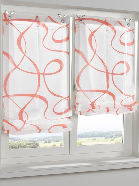 Raffrollo Heine Home Voile in Multicolor mit grafischem Design, semi-transparent, Breite: 140 cm, Höhe: 45 cm - Bild 1