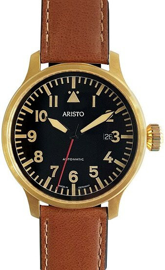 Aristo Fliegeruhr Automatik, Edelstahl, 42 mm, Leder, Herren - Bild 1