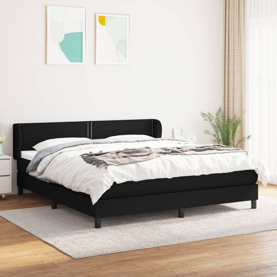 vidaXL Boxspringbett mit Matratze Hybrid-Design in Schwarz, B/T: 160 x 200 cm - Bild 3