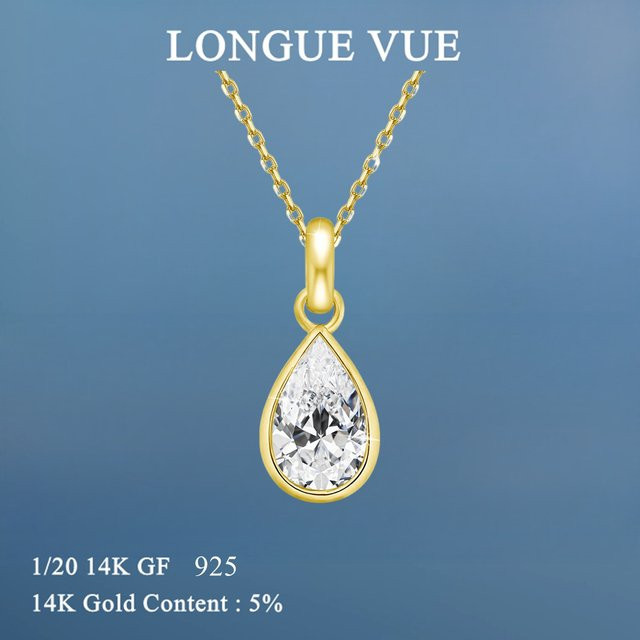 LONGUE VUE Halskette, Moissanit, 14 Karat Gold gefüllt, Damen - Bild 1