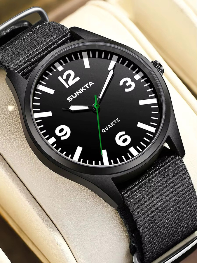 SUNKTA Armbanduhr, Quarz, Edelstahl, Textil, Schwarz, Herren - Bild 6