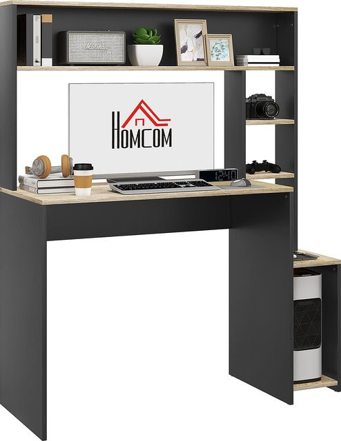HOMCOM Computertisch mit Regalen und CPU-Ständer, moderner Schreibtisch für das Home-Office, B/T/H: 114 x 45 x 138 cm, Aosom - Bild 1