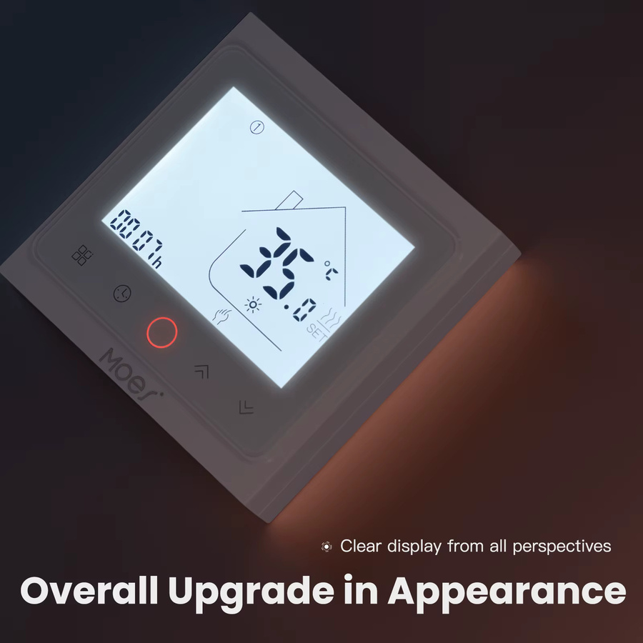 MOES Smart Thermostat für elektrische oder wassergeführte Fußbodenheizungen und Gaskessel mit Tuya ZigBee/WiFi App- und Sprachsteuerung via Alexa und Google Home in Schwarz oder Weiß - Bild 3