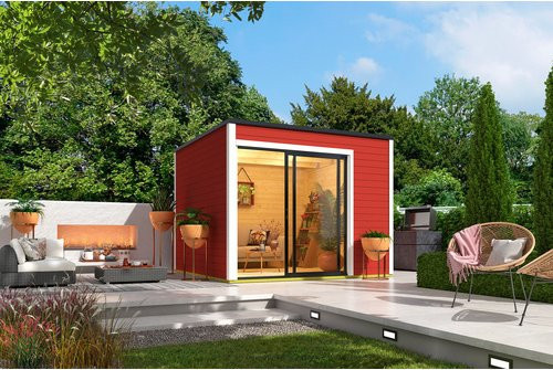Mr. GARDENER Gartenhaus Kubus aus Holz in Rot, B/H/T: 300 x 239 x 300 cm - Bild 1