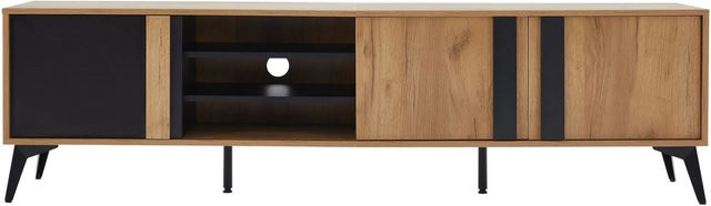 okwish TV Schrank in Rustikal Braun mit Tür und offenem Fach, B/T/H: 180 x 40 x 50 cm - Bild 1