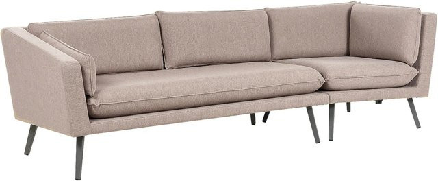 Beliani Gartensofa LORETELLO in Beige und Grau mit UV-beständigem Polsterstoff, H x B x T: 76 x 243 x 70 cm - Bild 1