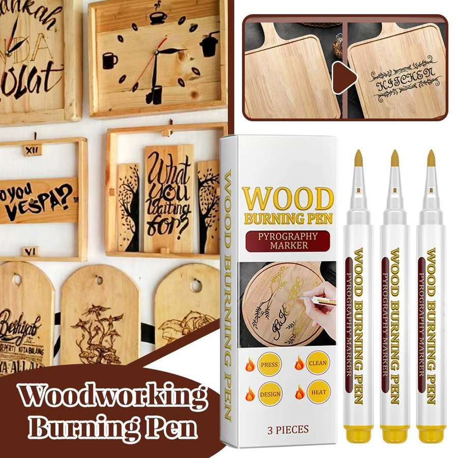 3er-Set Holzbrand-Marker für künstlerische DIY-Handwerksprojekte von Kindern in Weiß - Bild 5