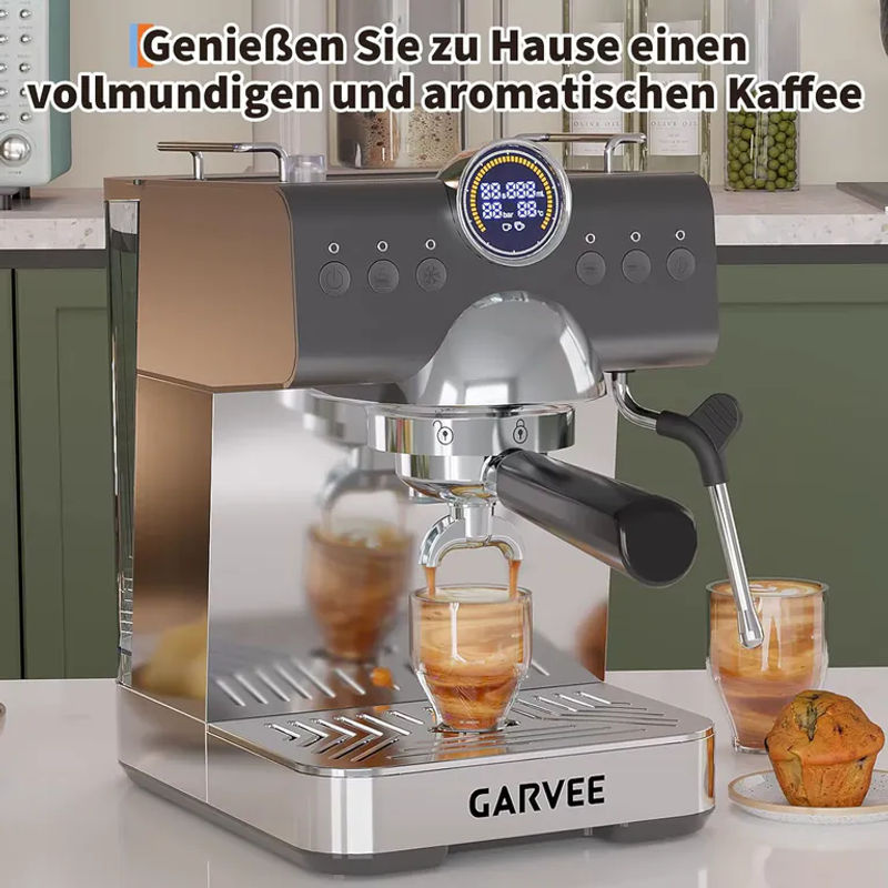 Acekool Espressomaschine mit 20 Bar Druck, 1200W Kaffeemaschine mit Thermoblock, Milchaufschäumer und 1,5 l Wassertank, Silber/Edelstahl - Bild 6