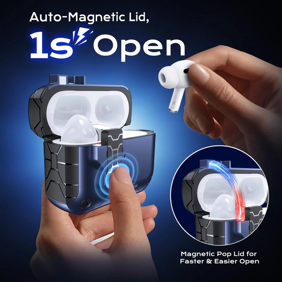 Stoßfeste Schutzhülle mit magnetischem Sicherheitsverschluss für Apple AirPods Pro 3 in Weiß - Bild 3