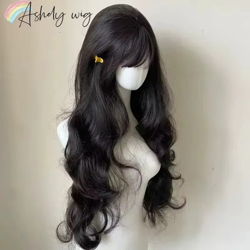 Schwarze Lolita-Perücke für Damen, langes gewelltes Haar, 81,3 cm - Bild 2