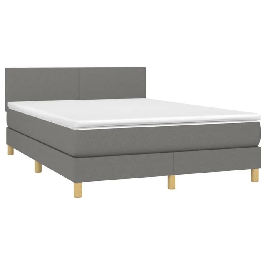 vidaXL Boxspringbett Hybrid mit Matratze und LED-Unterbettbeleuchtung sowie USB-Ladeport, Dunkelgrau, B/T: 140 x 190 cm - Bild 2