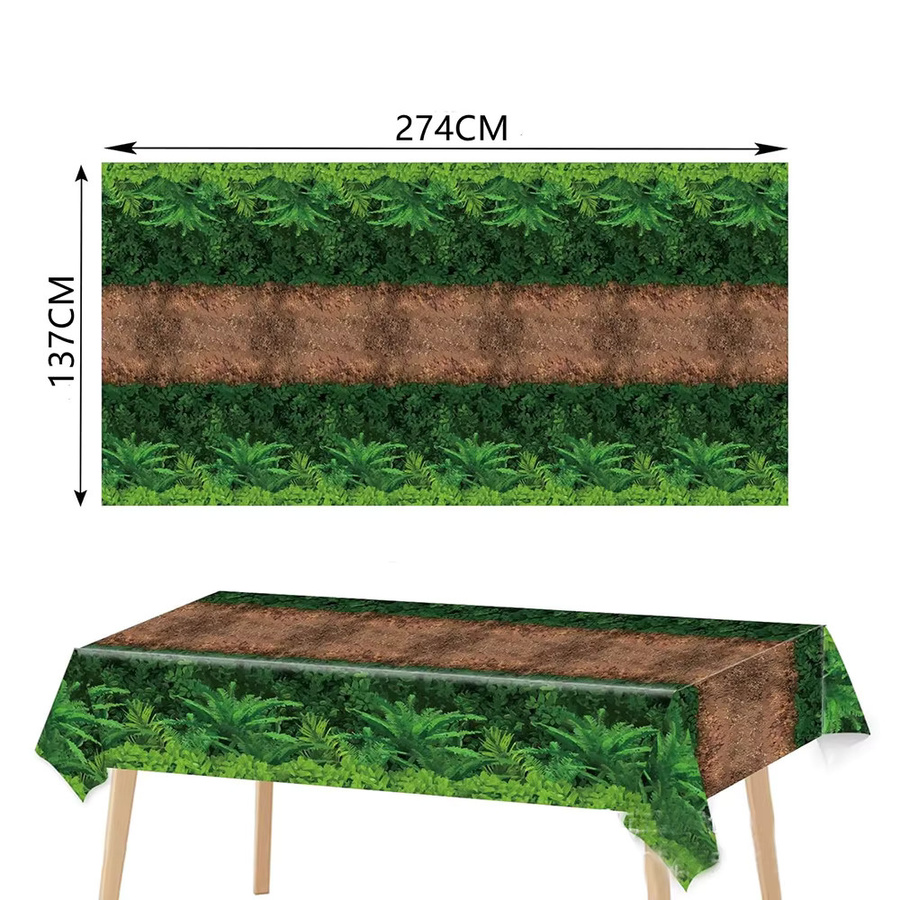 PartiesTour Tischdecke mit Dinosaurier-Motiv für Wald und Dschungel Themenpartys, Grün, Rechteckig, Transparent aus PVC - Bild 3