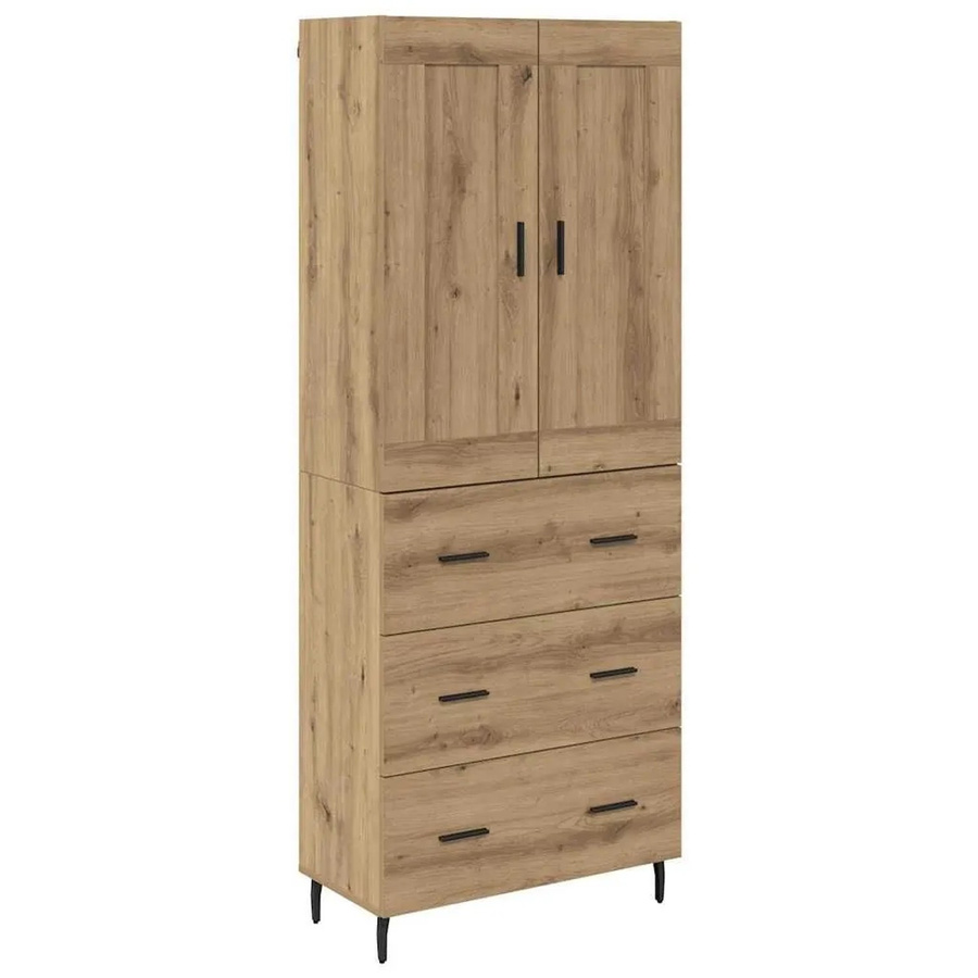 vidaXL Highboard 2-teilig in Artisan-Eiche mit Glastüren und Schubladen, B/T/H: 180 x 34 x 60 cm - Bild 2